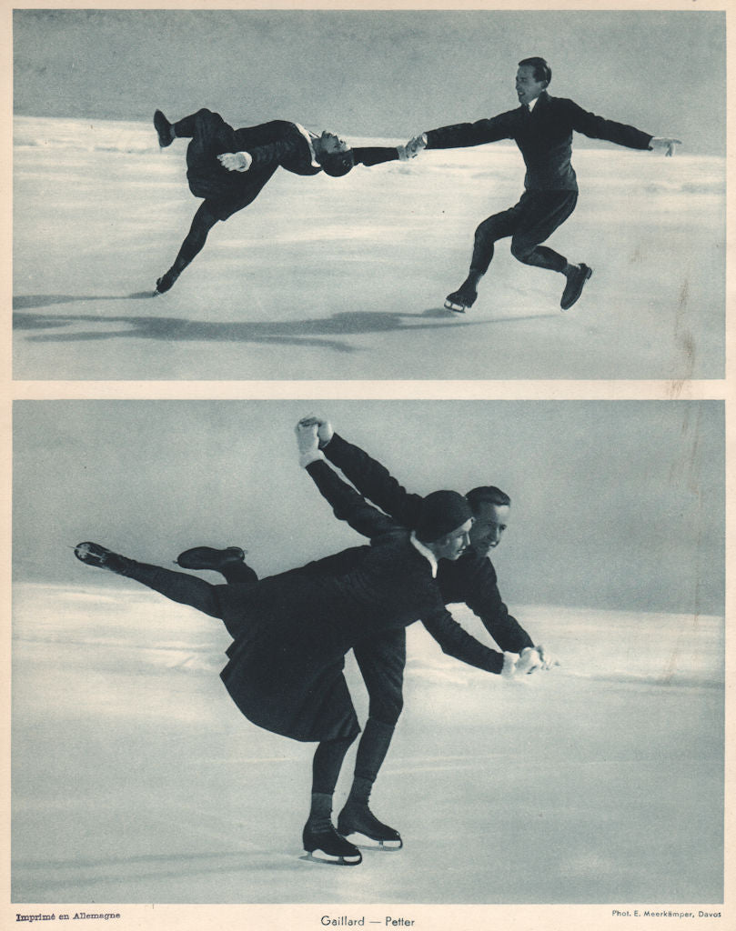 ICE FIGURE SKATING. Gaillard - Petter, Davos (3) 1935 old vintage print